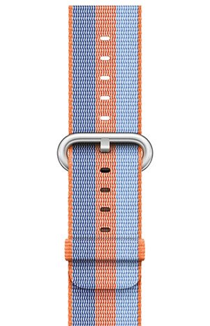 Curea iUni compatibila cu Apple Watch 1/2/3/4/5/6/7, 40mm, Nylon, Woven Strap, Orange/Blue